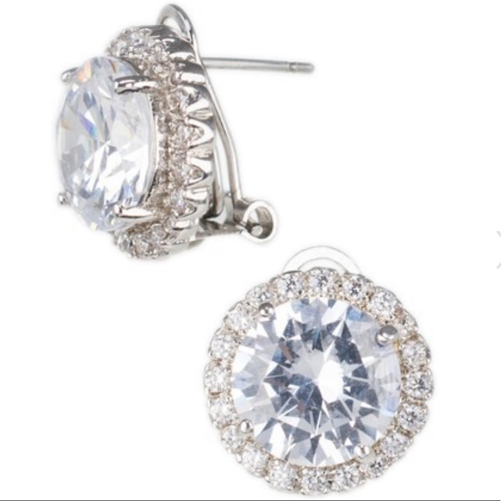 🆕 CZ By Kenneth Jay Lane 15mm Halo Stud Earrings